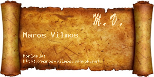 Maros Vilmos névjegykártya